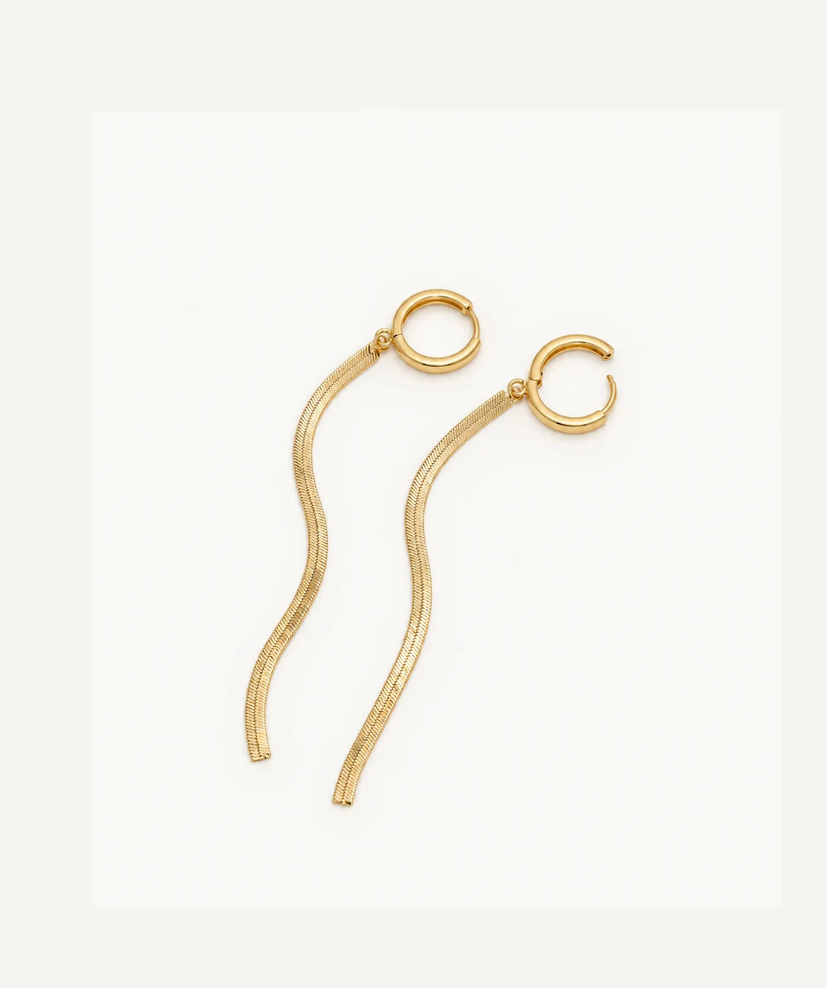 Gold Snake Chain Drop Hoop Earrings