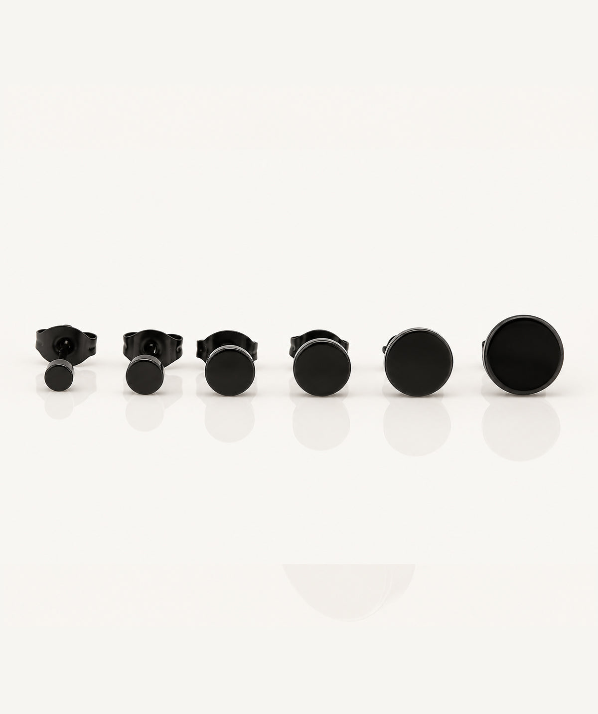 Black Butterfly Stud Earrings, shown in several sizes