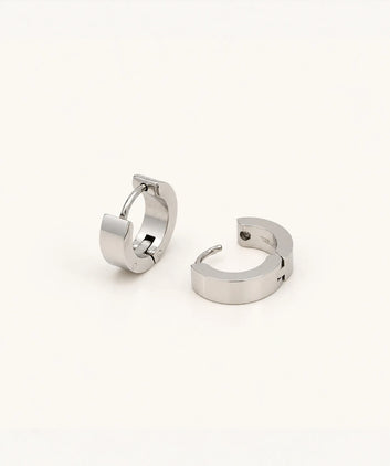 Thick Round Flat Hoop - Silver
