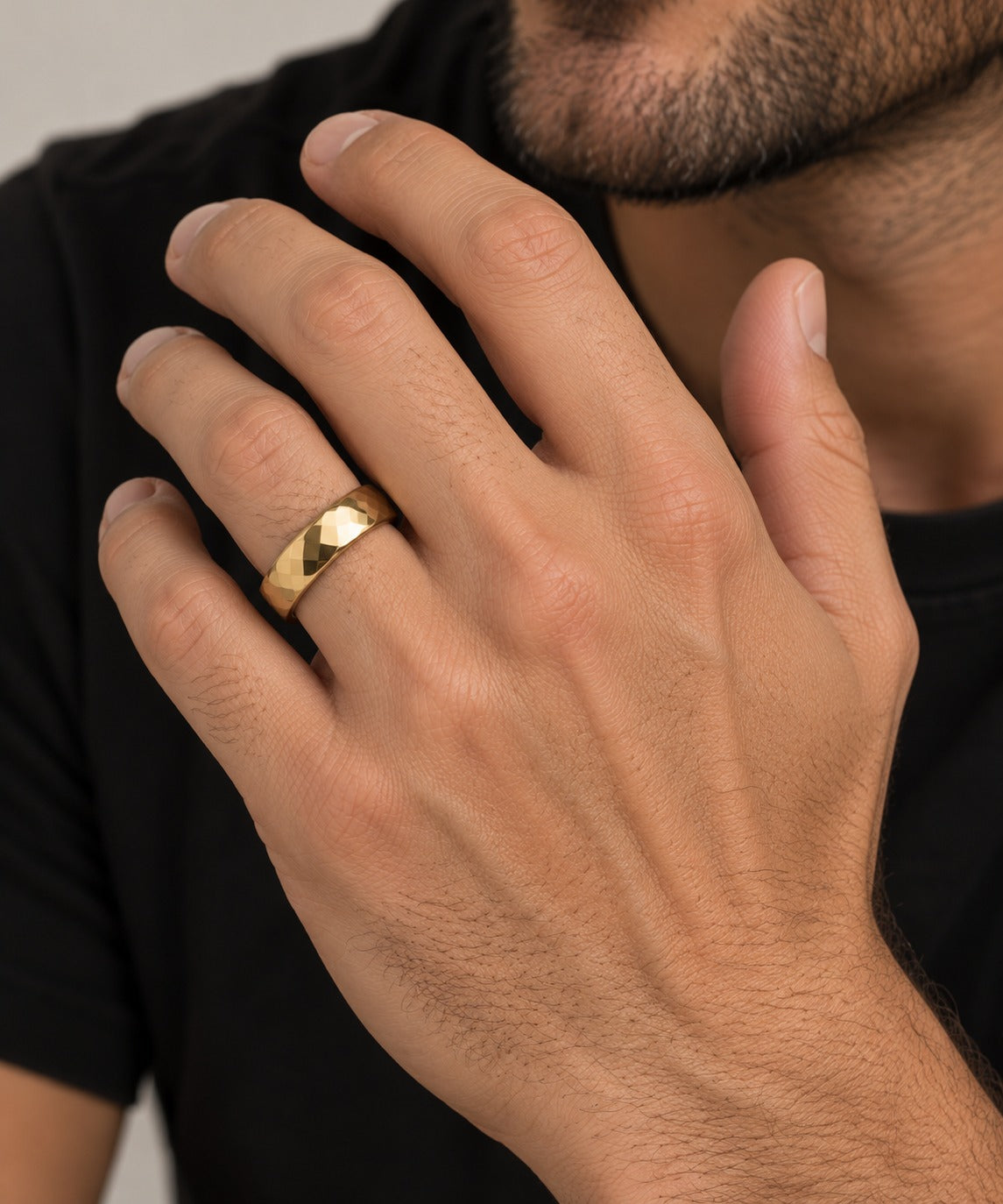 Triangle Tungsten Ring on model