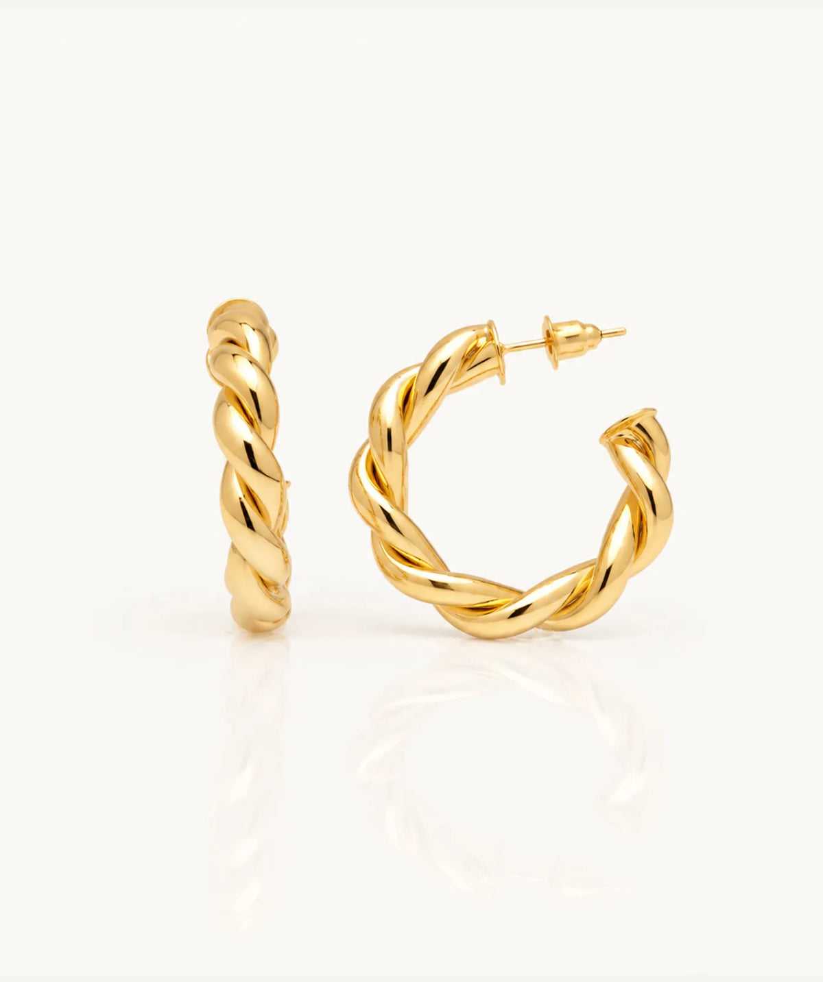 Gold Open Twist Hoop Earrings