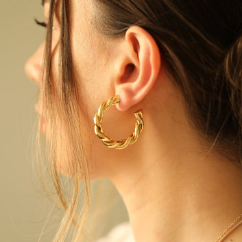 Twisted Open Hoop Earrings Chunky Waterproof Hoops