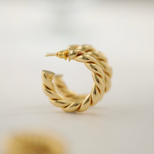Twisted Open Hoop Earrings Chunky Waterproof Hoops