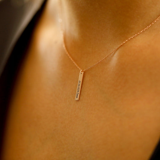 Vertical Tag Necklace Gift for Women Personalized with Name - Date - Initial - Moboduc Custom Jewelry