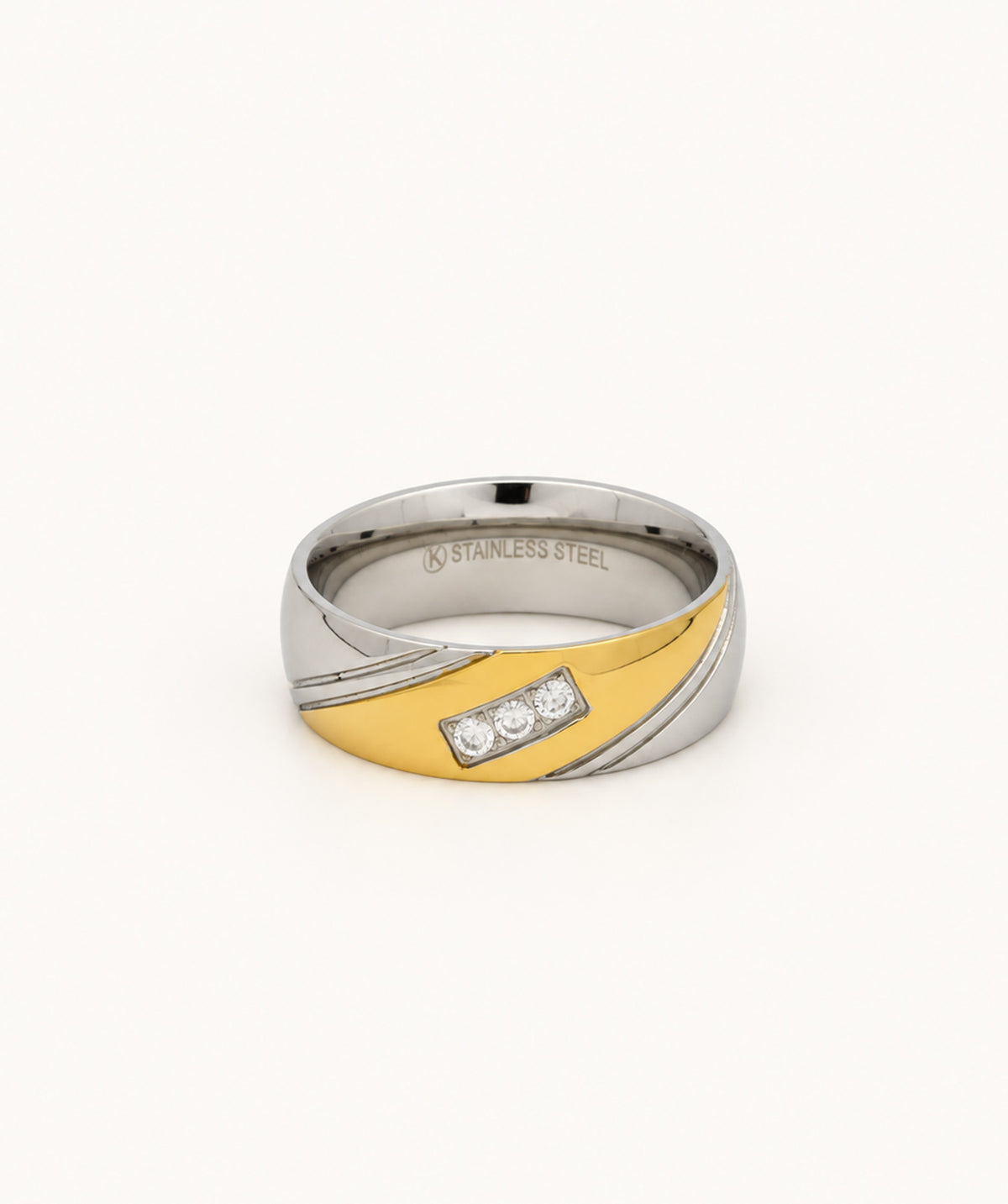 Two-Tone Three Stone Ring