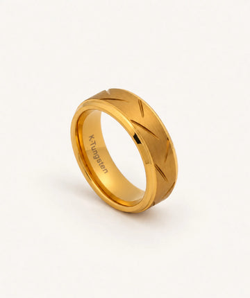 X-Shaped Tungsten Ring - Gold