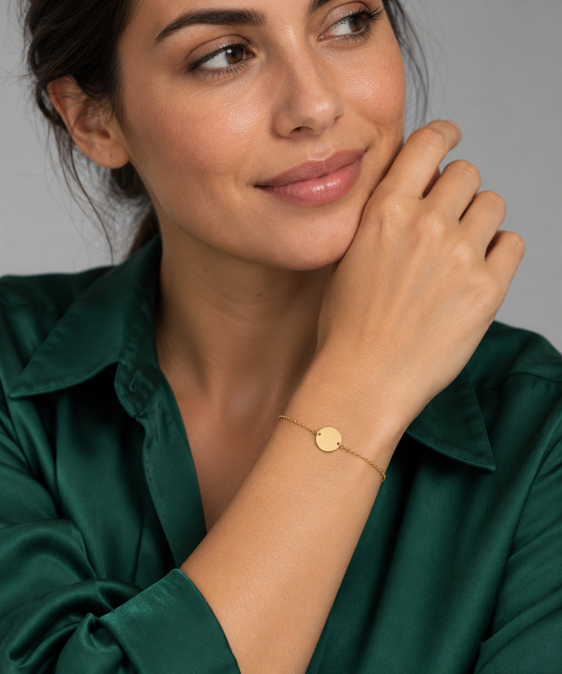 Disc Chain Bracelet on model