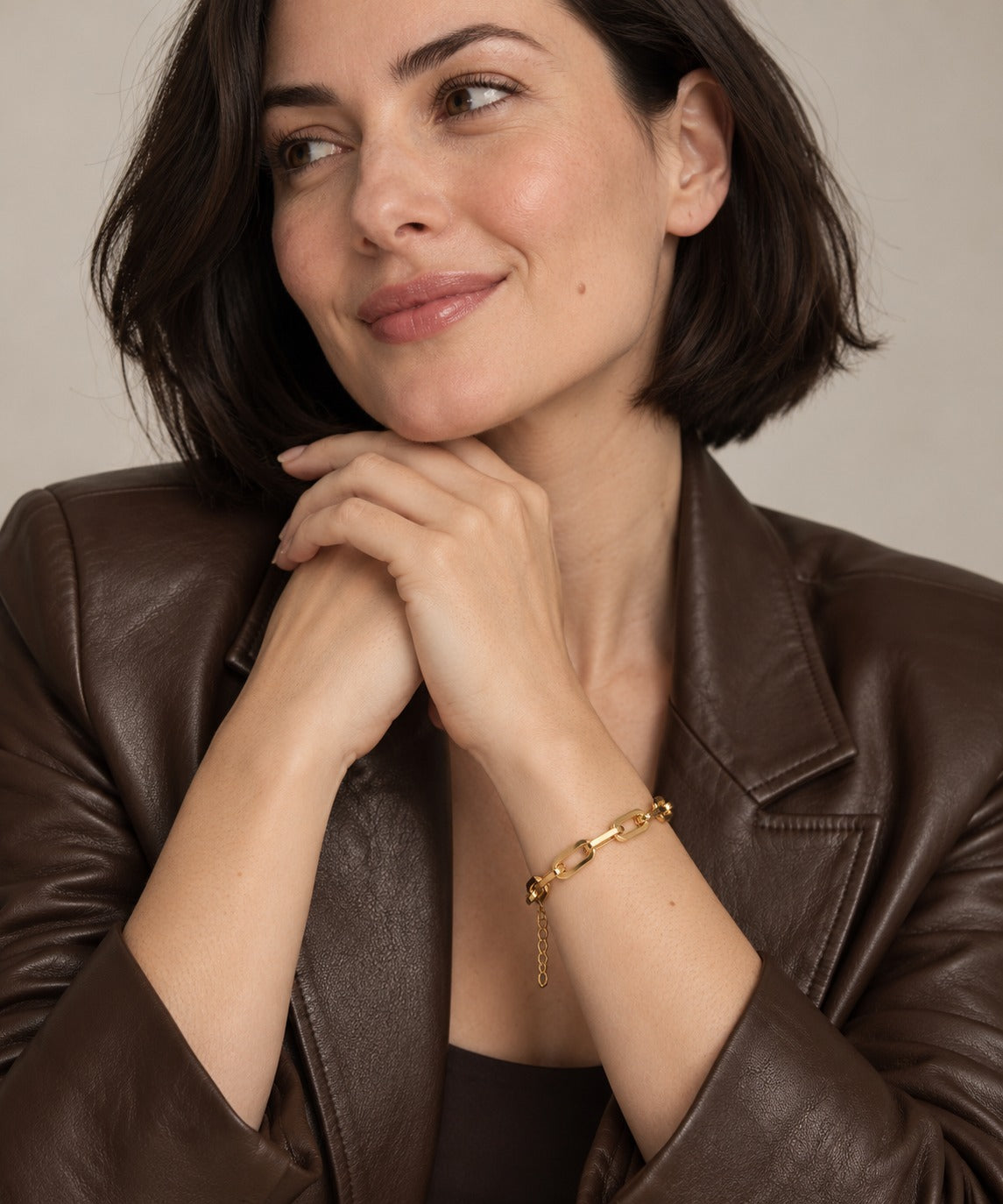 Women's Paperclip Chain Bracelet on model